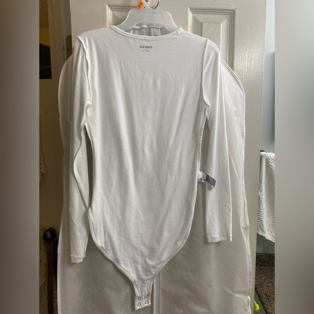 Old Navy White Long-Sleeve Crewneck Bodysuit